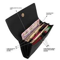 ALSU Women's Black Wallet Cum Hand Clutch with 4 Card Pockets_arf-003bk-thumb4