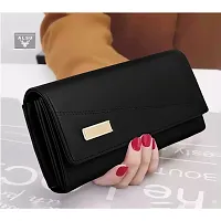 ALSU Women's Black Wallet Cum Hand Clutch with 4 Card Pockets_arf-003bk-thumb2