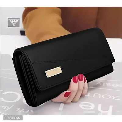 ALSU Women's Black Wallet Cum Hand Clutch with 4 Card Pockets_arf-003bk-thumb3