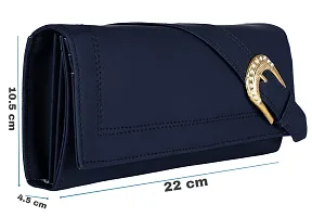 ALSU Navy Blue Women's Fancy Stylish Clutch Wallet Purse Handbag (LDU-001Gr) gift for Womens Phone Clutch Casual-thumb3