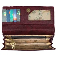 ALSU Maroon Women's Leather Fancy Stylish Clutch Wallet Purse Handbag (LDU-011mr) gift for Womens Phone Clutch Casual-thumb4