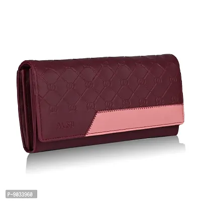 ALSU Women's Trendy Maroon Hand Clutch Wallet with Phone Pocket Card Holder (klm-013mar)