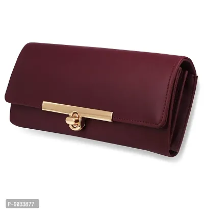 ALSU Women's Maroon Hand Clutch Wallet Purse_LDU-012maroon