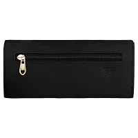 ALSU Black Women's Fancy Stylish Clutch Purse Wallet (LDU-004black) zipper pockets stylish gift for Womens Phone Clutch-thumb1