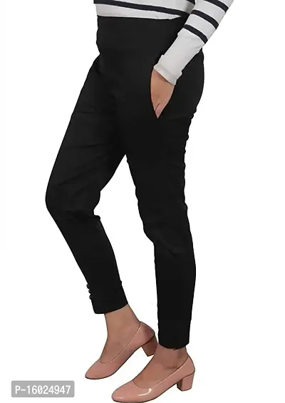 ARIXTY Skinny Fit Women Cotton Blend Trousers (34, Black)-thumb2