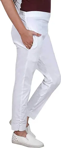 Arixty Skinny Fit Women Cotton Blend Trousers (34, White)-thumb2
