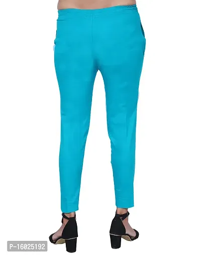 ARIXTY Casual Cotton Blend Trousers for Women Green M-thumb2