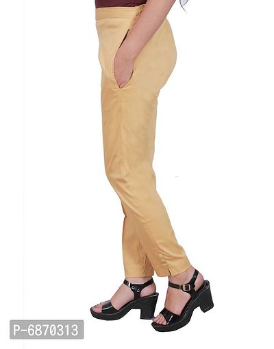 Stylish Cotton Blend Nude Trousers For Women-thumb4