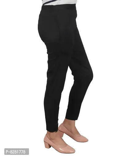 Stylish Fancy Cotton Blend Self Design Mid-Rise Trouser For Women-thumb3