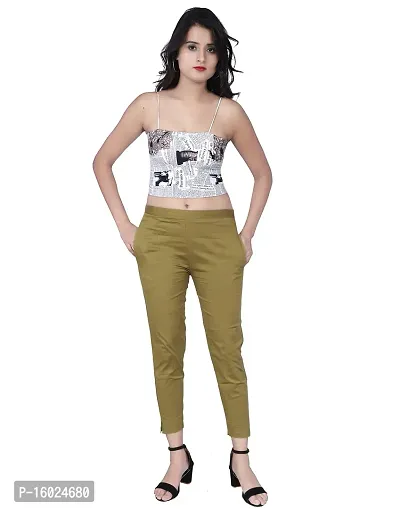 ARIXTY Casual Cotton Blend Trousers for Women Pink Green XXL