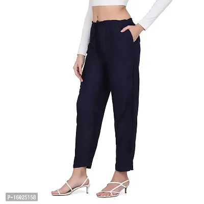 ARIXTY Regullar fit Women Cotton Blend Trouser (Navy) Size XL 28 to 34-thumb4