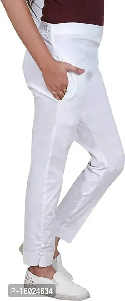 ARIXTY Skinny Fit Women Cotton Blend Trousers (36, White)-thumb3