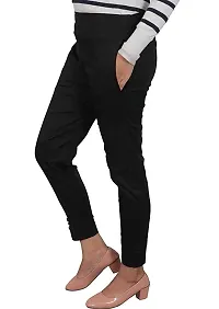 ARIXTY Skinny Fit Women Cotton Blend Trousers (30, Black)-thumb1