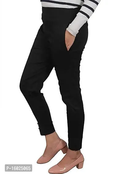 ARIXTY Skinny Fit Women Cotton Blend Trousers (30, Black)-thumb2