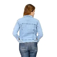 ARIXTY Full Sleeve Blue Solid Women's Denim Jacket XL-thumb3