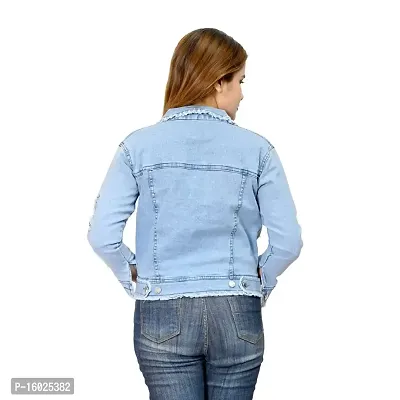 ARIXTY Full Sleeve Blue Solid Women's Denim Jacket XL-thumb4