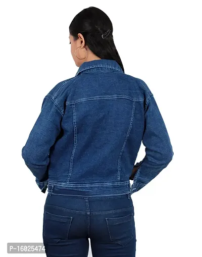 ARIXTY Full Sleeve Blue Solid Women's Plain Denim Jacket XL-thumb2