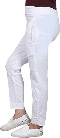 ARIXTY Skinny Fit Women Cotton Blend Trousers (36, White)-thumb1