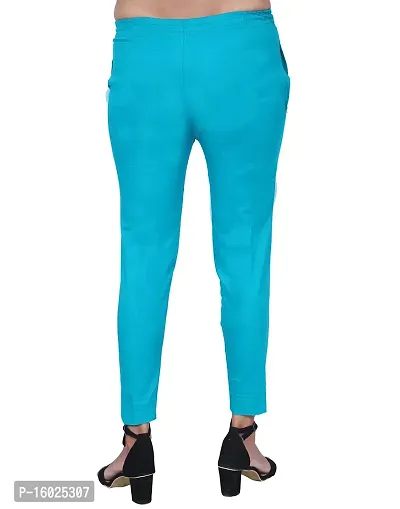 ARIXTY Casual Cotton Blend Trousers for Women Green L-thumb2