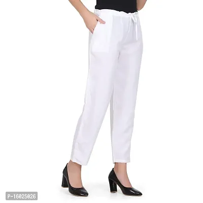 ARIXTY Regular fit Women Cotton Blend Trouser (White)-thumb5