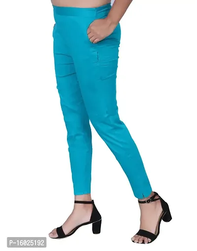 ARIXTY Casual Cotton Blend Trousers for Women Green M-thumb4
