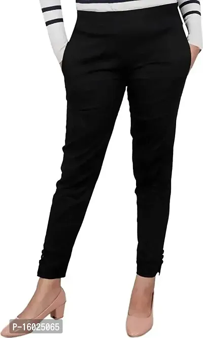 ARIXTY Skinny Fit Women Cotton Blend Trousers (30, Black)
