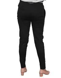 ARIXTY Casual Cotton Blend Trousers for Women Black S-thumb1