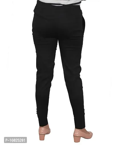 ARIXTY Casual Cotton Blend Trousers for Women Black S-thumb2