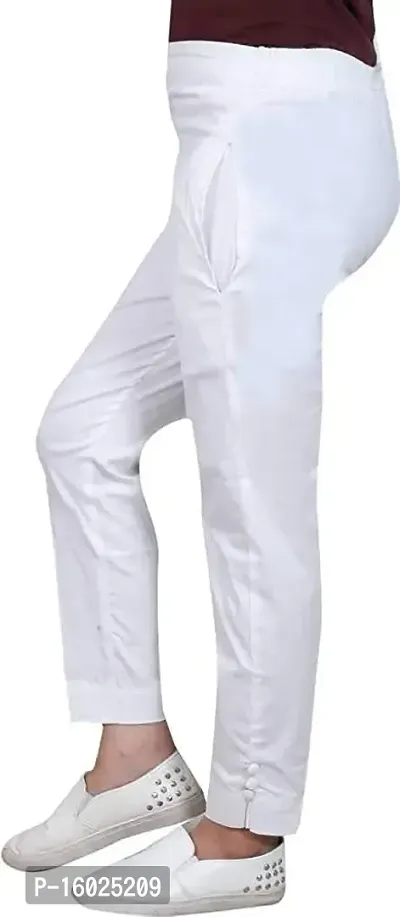 Arixty Skinny Fit Women Cotton Blend Trousers (34, White)-thumb2