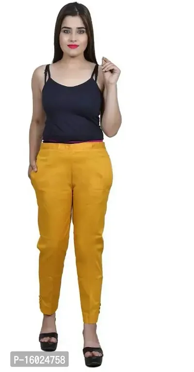 ARIXTY Skinny Fit Women Cotton Blend Trousers (32, Golden)