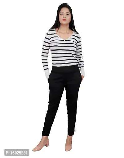 ARIXTY Casual Cotton Blend Trousers for Women Black S-thumb0
