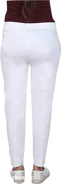 ARIXTY Skinny Fit Women Cotton Blend Trousers (36, White)