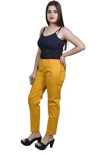 ARIXTY Skinny Fit Women Cotton Blend Trousers (32, Golden)-thumb2