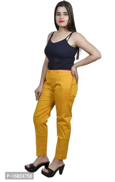 ARIXTY Skinny Fit Women Cotton Blend Trousers (32, Golden)-thumb3