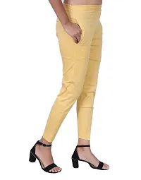 ARIXTY Casual Cotton Blend Trousers for Women Beige M-thumb2