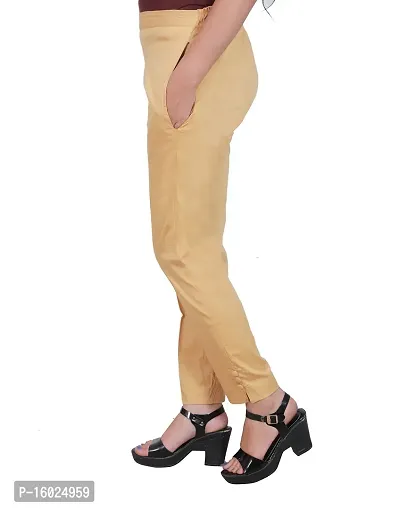 ARIXTY Casual Cotton Blend Trousers for Women Pink Beige S-thumb5