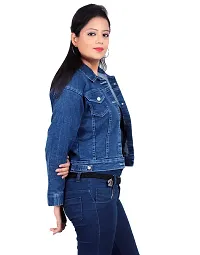 ARIXTY Full Sleeve Blue Solid Women's Plain Denim Jacket XL-thumb2