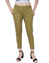 ARIXTY Casual Cotton Blend Trousers for Women Pink Green XL-thumb1