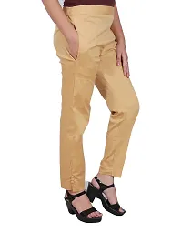ARIXTY Casual Cotton Blend Trousers for Women Pink Beige S-thumb3