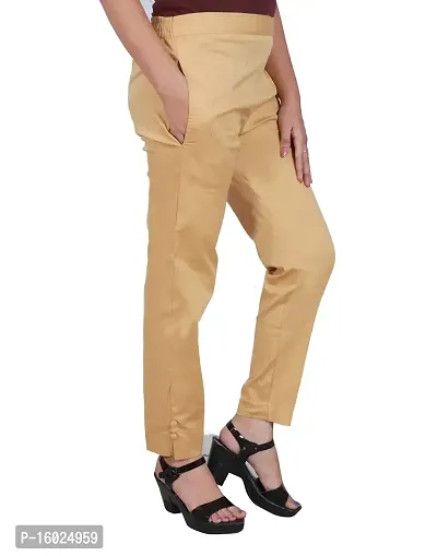 ARIXTY Casual Cotton Blend Trousers for Women Pink Beige S-thumb4