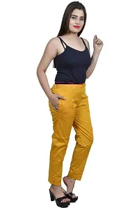 ARIXTY Skinny Fit Women Cotton Blend Trousers (32, Golden)-thumb1