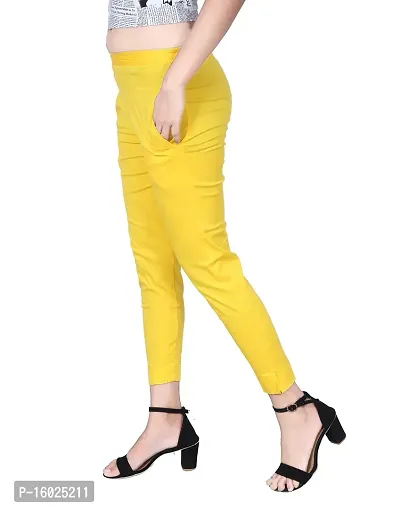 ARIXTY Casual Cotton Blend Trousers for Women Pink Yellow XXL-thumb3