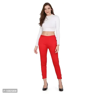 ARIXTY Skinny fit Red Cotton Blend Trouser (28 S Size)-thumb0