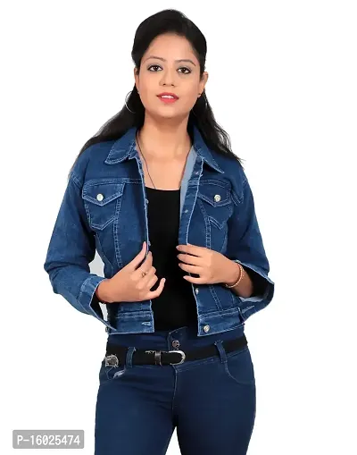 ARIXTY Full Sleeve Blue Solid Women's Plain Denim Jacket XL-thumb0