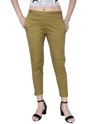 ARIXTY Casual Cotton Blend Trousers for Women Pink Green L-thumb1