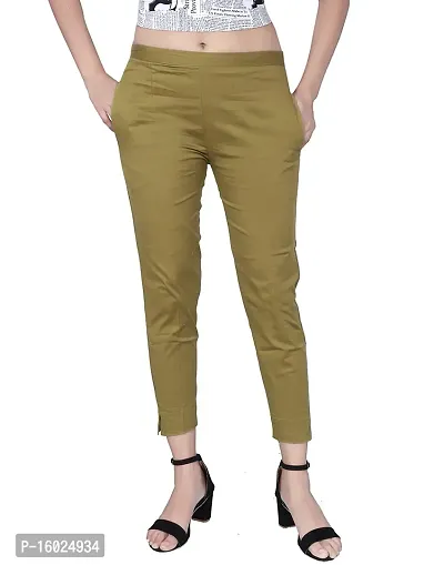 ARIXTY Casual Cotton Blend Trousers for Women Pink Green L-thumb2