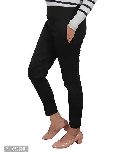 ARIXTY Casual Cotton Blend Trousers for Women Black S-thumb4