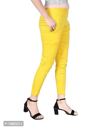 ARIXTY Casual Cotton Blend Trousers for Women Pink Yellow XXL-thumb4