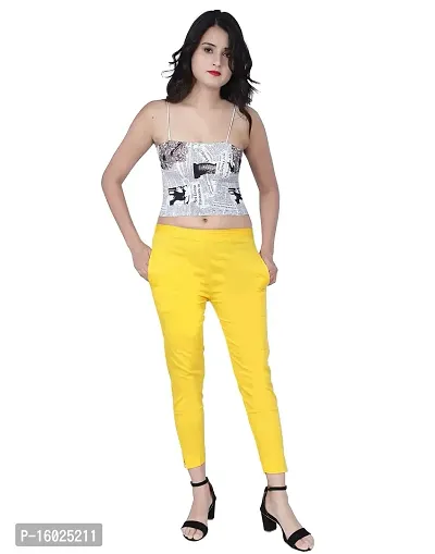 ARIXTY Casual Cotton Blend Trousers for Women Pink Yellow XXL
