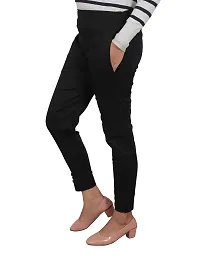 ARIXTY Casual Cotton Blend Trousers for Women Black L-thumb3